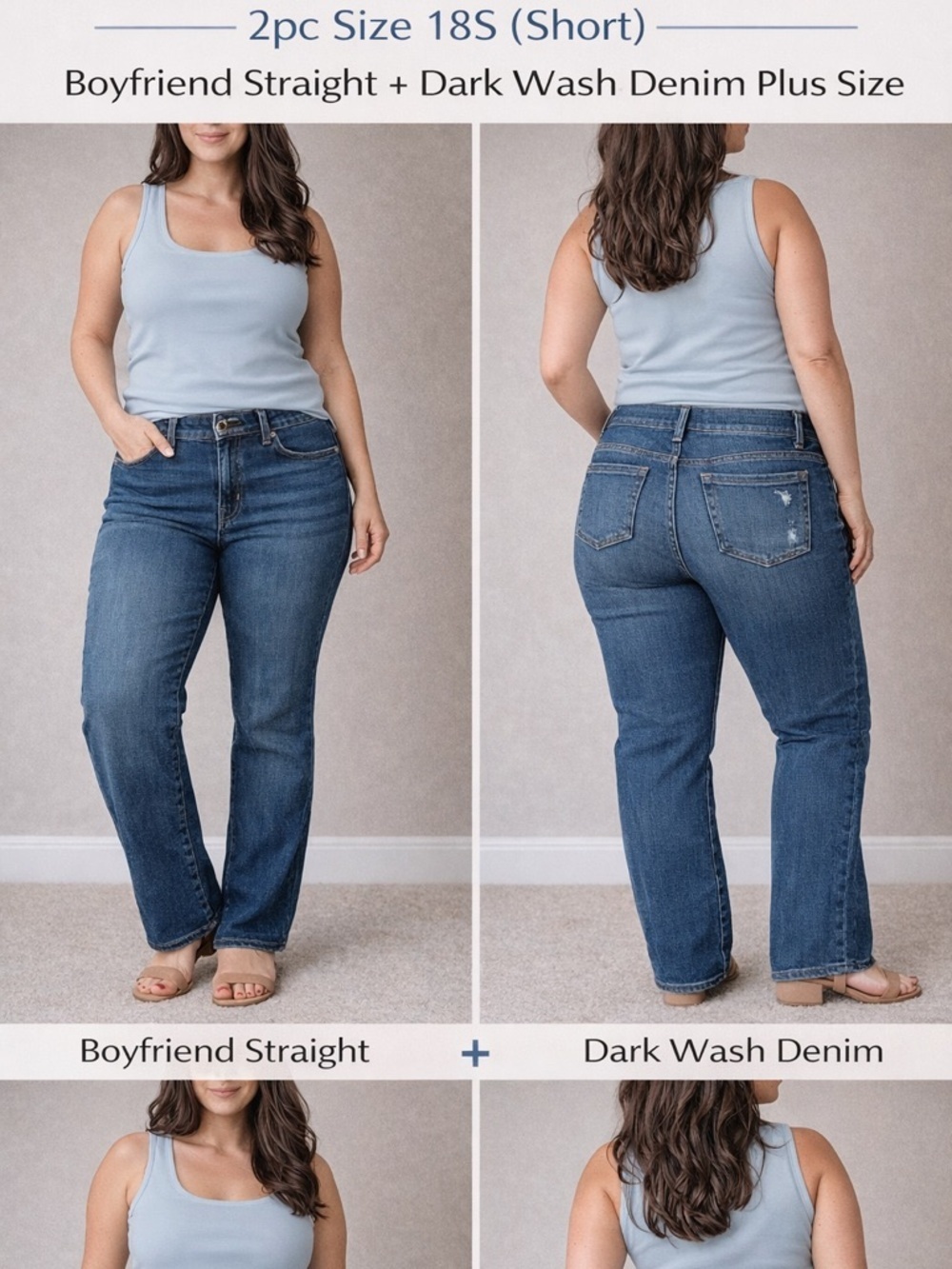 Torrid Jeans Bundle 2pc Size 18S Boyfriend Straight + Dark Wash Denim Plus Size